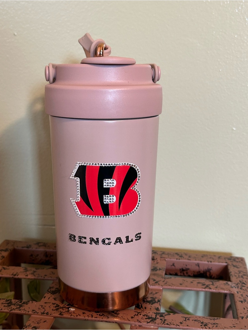 The Memory Company Cincinnati Bengals Ceramic Lined Bling Tumbler Pink 40 oz